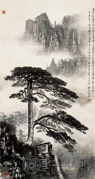 李颖 迎客松 立轴 水墨纸本