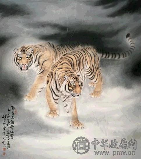 冯大中 静夜忽听霜林响 镜心 设色纸本