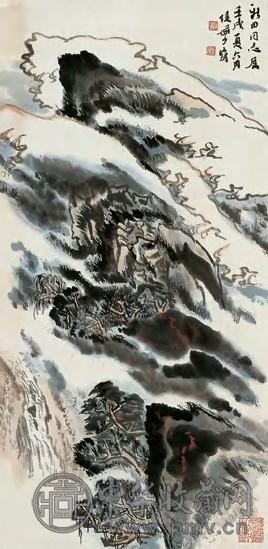 陆俨少 1982年 山水 立轴 设色纸本