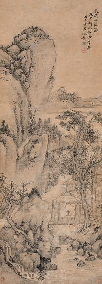 沈灏 秋日山居图 立轴 水墨纸本