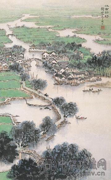 钱松嵒 江南新绿 镜心 设色纸本