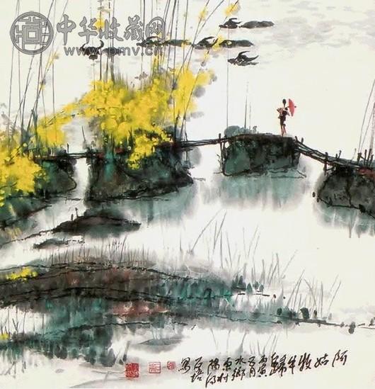 张石培 水乡 立轴 纸本