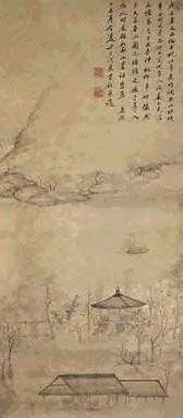 清 贾铉 烟波楼阁 轴