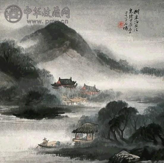 吴石僊 1904年作 山水 立轴 设色纸本