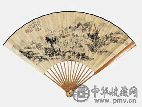 近现代 黄宾虹 山居图 成扇