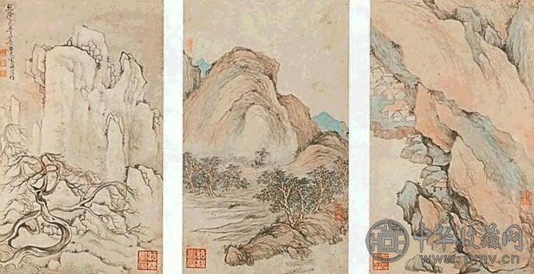 宋葆淳 1785年作 山水 册页(10开选3) 水墨或设色绢本