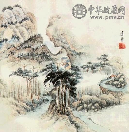 潘素山水镜心纸本收藏资讯|艺术家|书画家|书画名人|书法家-中华收藏网 