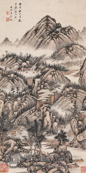 王敬铭 丙寅(1686年)作 秋山幽居图 立轴 设色纸本