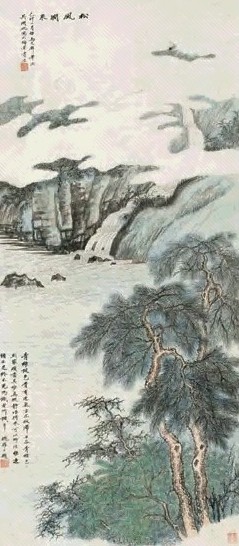 吴湖帆 松风涧泉图 立轴 设色纸本