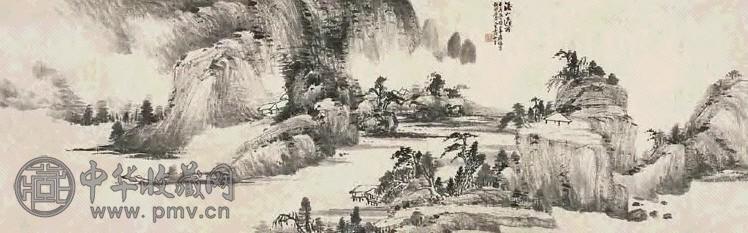 萧俊贤 溪山遇雨 镜心 水墨纸本