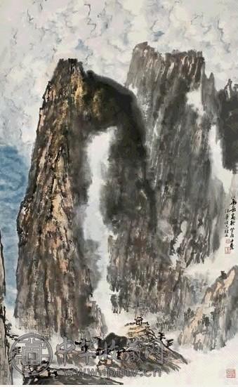 童中焘 华岳高秋图 立轴 设色纸本