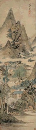 赵左 1616年作 夏山清暑图 立轴 设色纸本