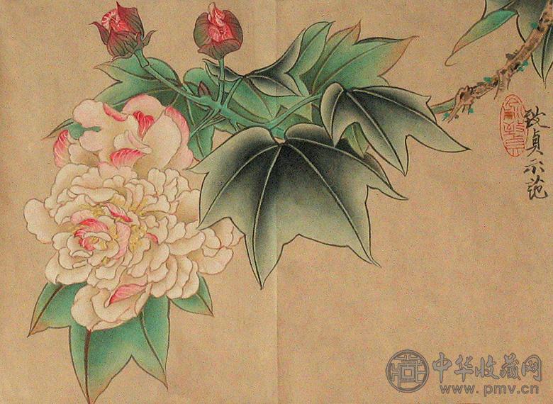 俞致贞 工笔花卉 镜心 纸本