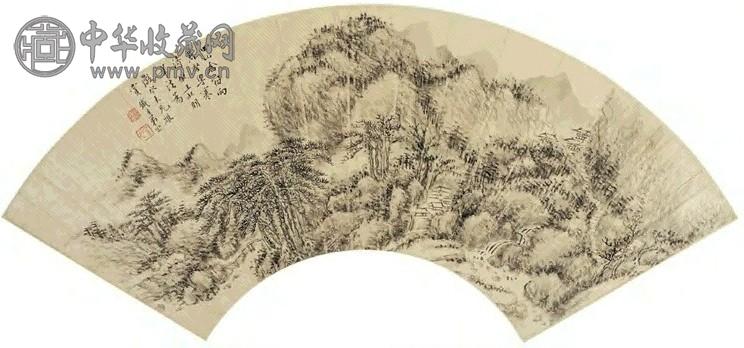 奚冈 山水 扇面