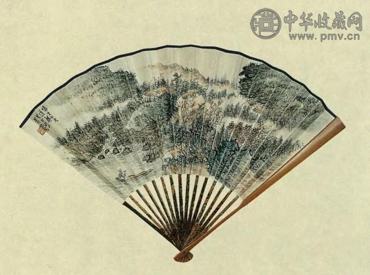 萧愻 现代 秋山图 成扇