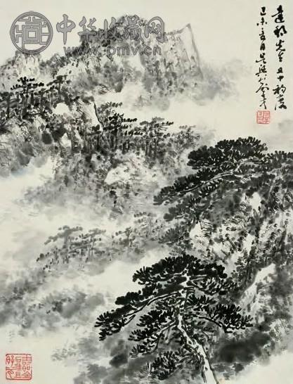 俞子才山水镜框墨色纸本收藏资讯|艺术家|书画家|书画名人|书法家-中华