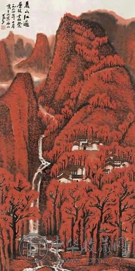 李可染 甲辰(1964年)作 万山红遍 中堂 设色纸本