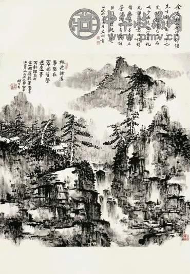 赖少其 乙丑(1985年)作 翠雨溪声 立轴 水墨纸本
