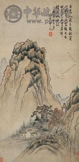 徐世昌 1926年作 关山雁阵 立轴 纸本