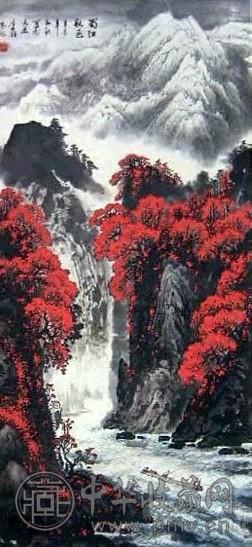 李颖 秋色 立轴 设色纸本