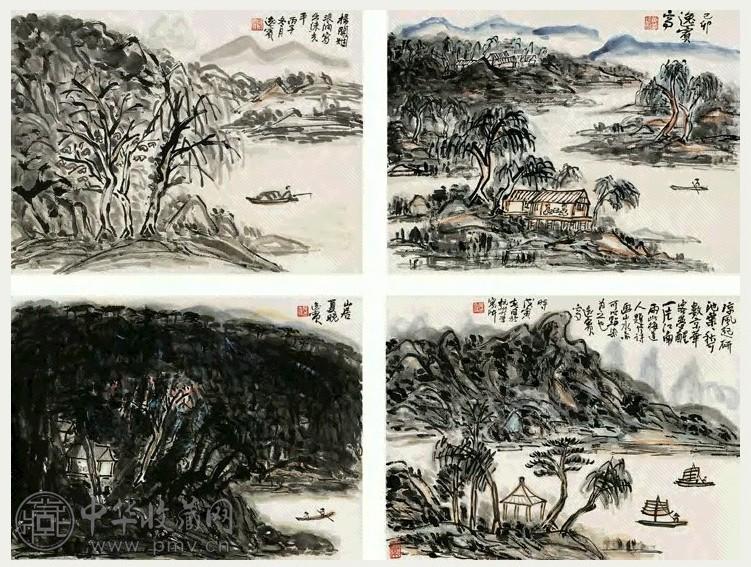 当代 黄逸宾 山水 镜心(8幅选4)