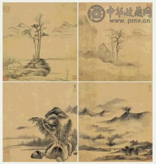 明 赵左 山水 册页(8开选4)