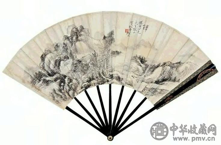 黄宾虹 庚申(1920年)作 幽居图 成扇 水墨纸本