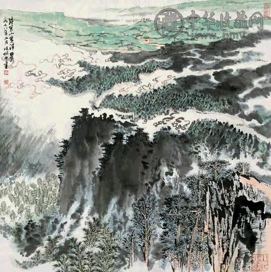 陆俨少 1978年 井岗山黄洋界 立轴 设色纸本