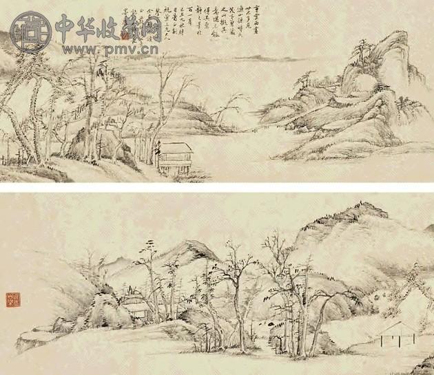 项文彦 己丑(1889年)作 山静日长 横幅 水墨纸本