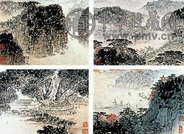 钱松喦 山水四开 镜心 设色纸本