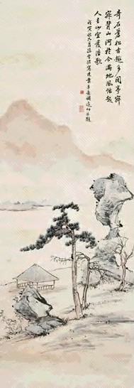 孙雪泥 楼虚 戊寅(1938年)作 闲亭古趣 立轴 设色纸本