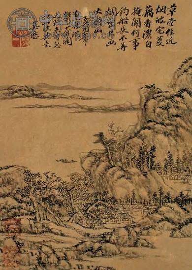 吴历 山水 镜心 墨色纸本
