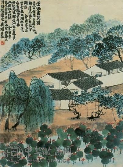 齐白石 癸酉(1933年)作 莲池书院图 镜心 设色纸本