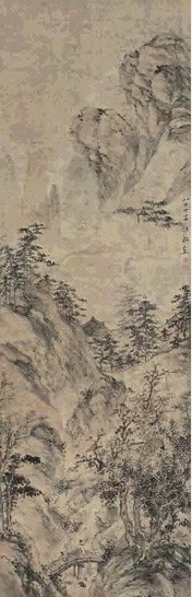 罗牧 秋山独往 立轴 设色纸本