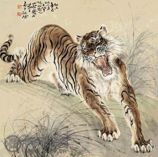 蔡鹤汀 庚辰(1940年)作 威风图 立轴 设色纸本
