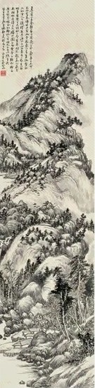 陈定山 1941年作 拟黄子久山水图 轴 纸本水墨