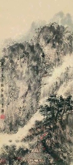 傅抱石 1960年作 山水人物 立轴 设色纸本