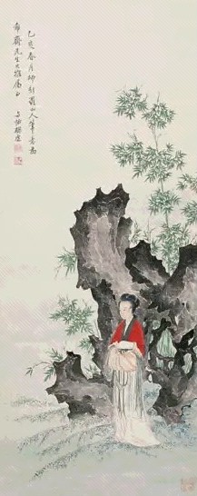 樊虚 1875年作 仕女 立轴 设色纸本