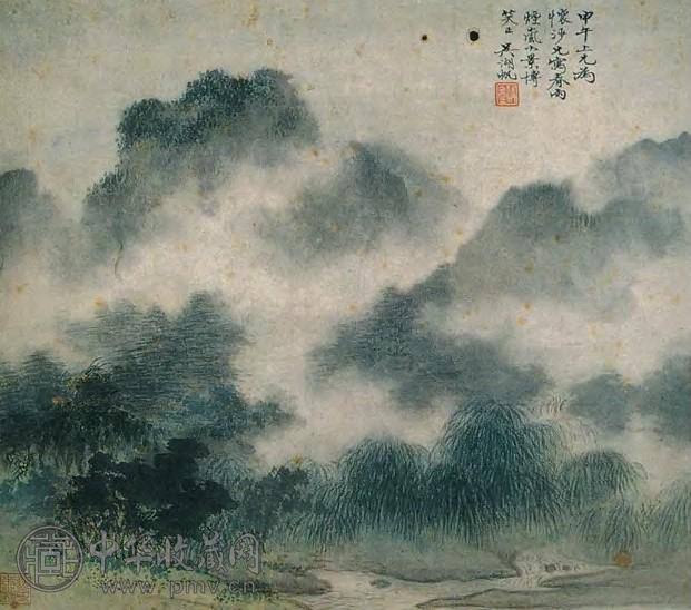 吴湖帆 现代 春雨烟岚 镜心