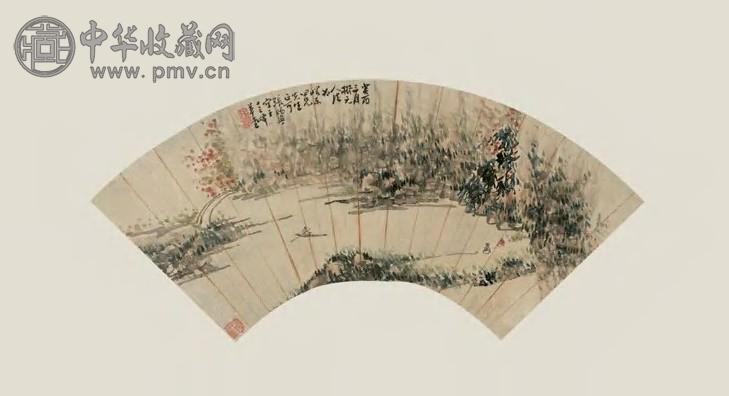 清 张赐宁 江边闲话图 扇面