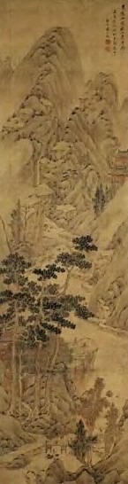 潘思牧 秋山萧寺图 轴