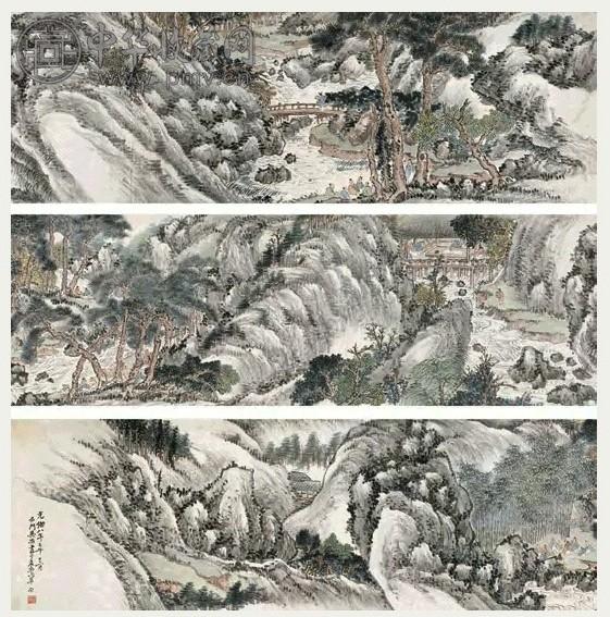 吴伯涛 1882年作 兰亭觞咏图 手卷 设色纸本