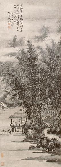 恽寿平 竹石图 立轴 水墨纸本