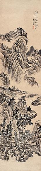 何维朴 丙辰(1916年)作 秋日山居图 轴 水墨纸本