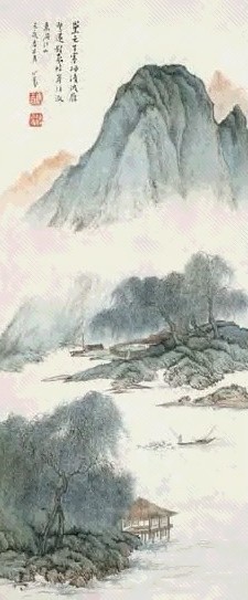 溥儒 1959年作 柳溪渔家 镜心 设色纸本