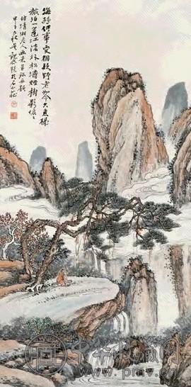 吴观岱 1924年作 松涛烟树图 立轴 设色纸本