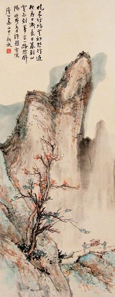 孙雪泥 1932年作 山水 立轴 设色纸本