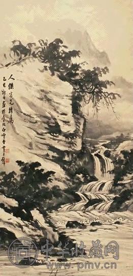 黄君璧 1965年 古崖流涧 立轴 水墨纸本