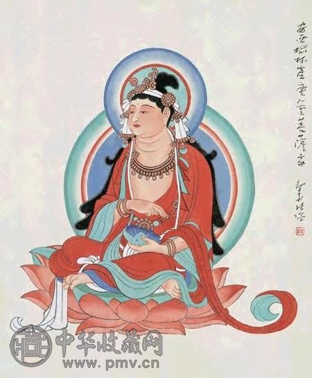 潘絜兹 菩萨像 立轴 设色纸本