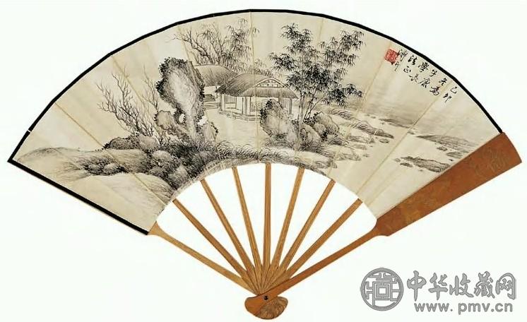 溥伒 近现代 竹林书屋 成扇